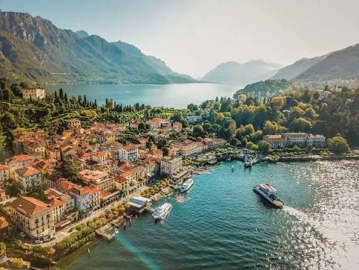 Bellagio and Lake Como from above