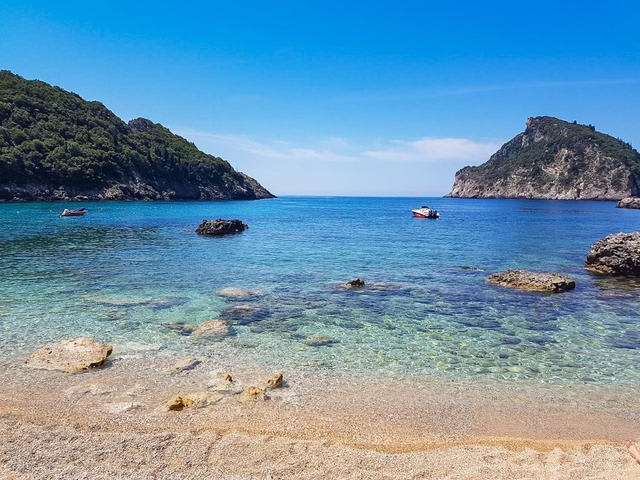 Turquoise water at Porto Timoni beach, Corfu