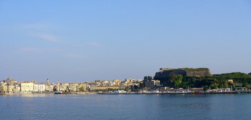 Corfu Town and its old Venetian fortress from the sea