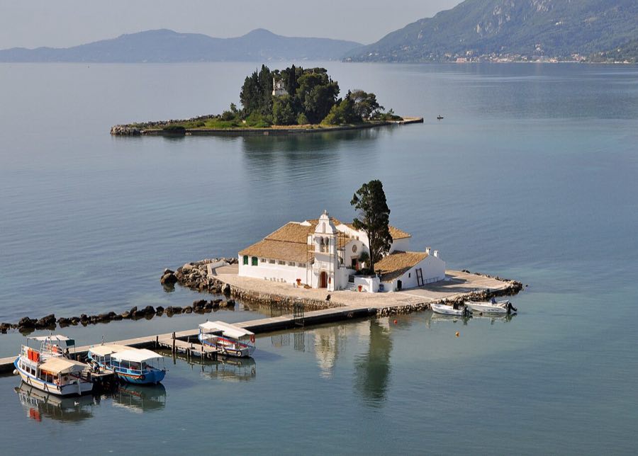 Vlacherna monastery and Mouse Island, Corfu
