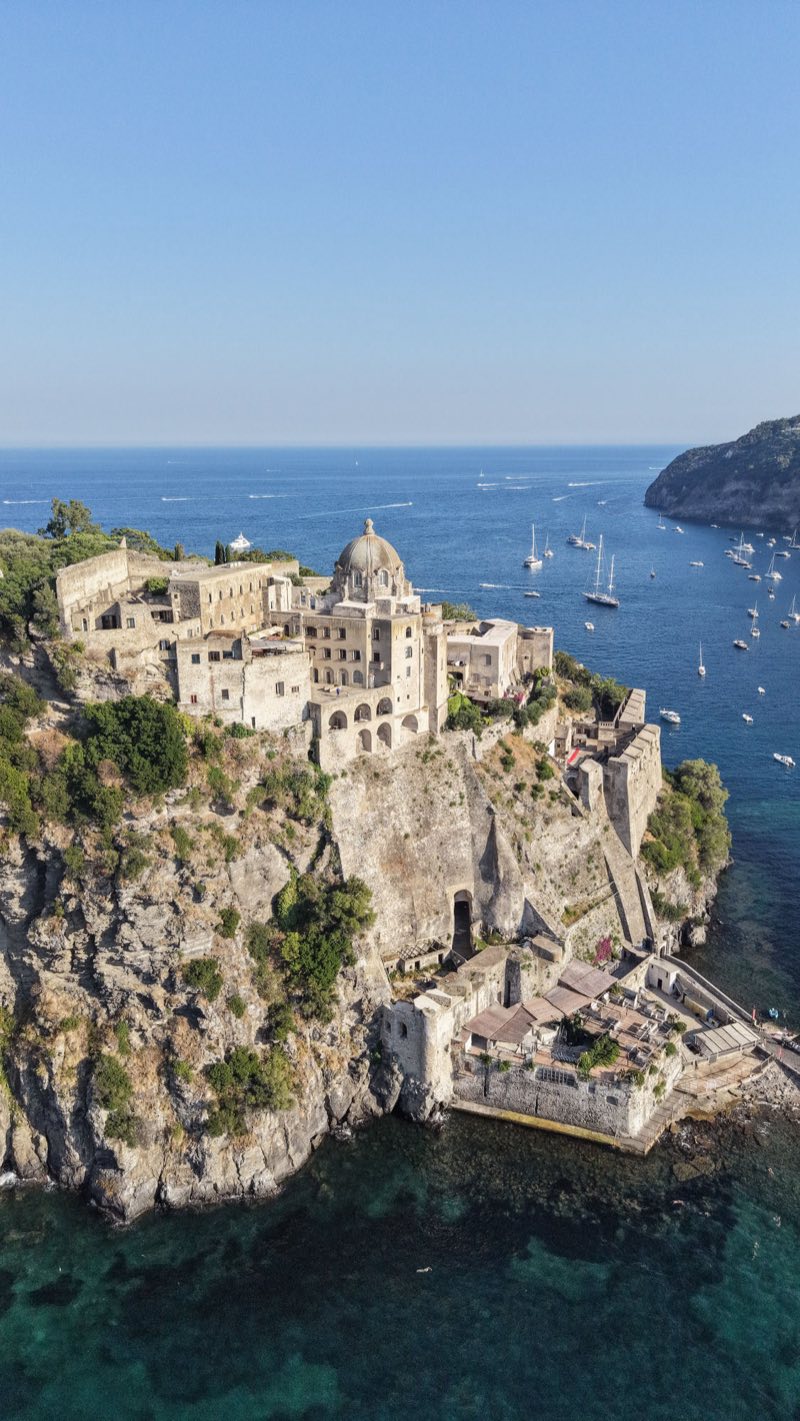 Castello Aragonese on its rock, seen from above