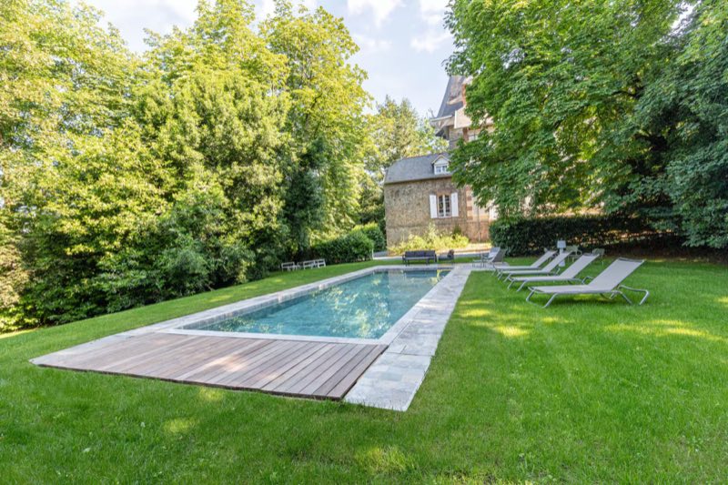 Garden pool of a château hotel