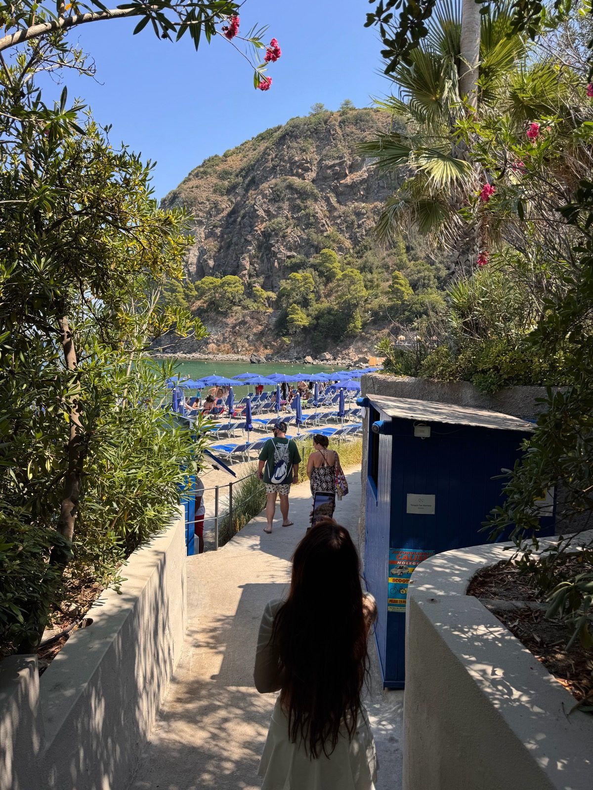 Saba walking down the path to Citara bay